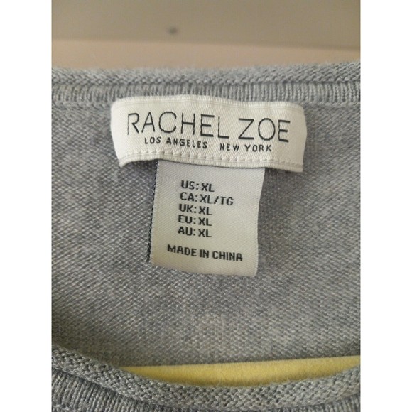 Rachel Zoe Womens Grey Blessed Woven In Long Sleeve Sweater Size Xl - Picture 2 of 9
